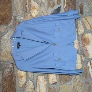 Talbots Grace Fit blue linen blend blazer